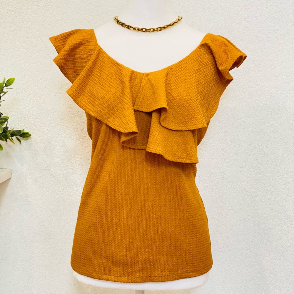 Vibrant Mustard Yellow Ruffled top